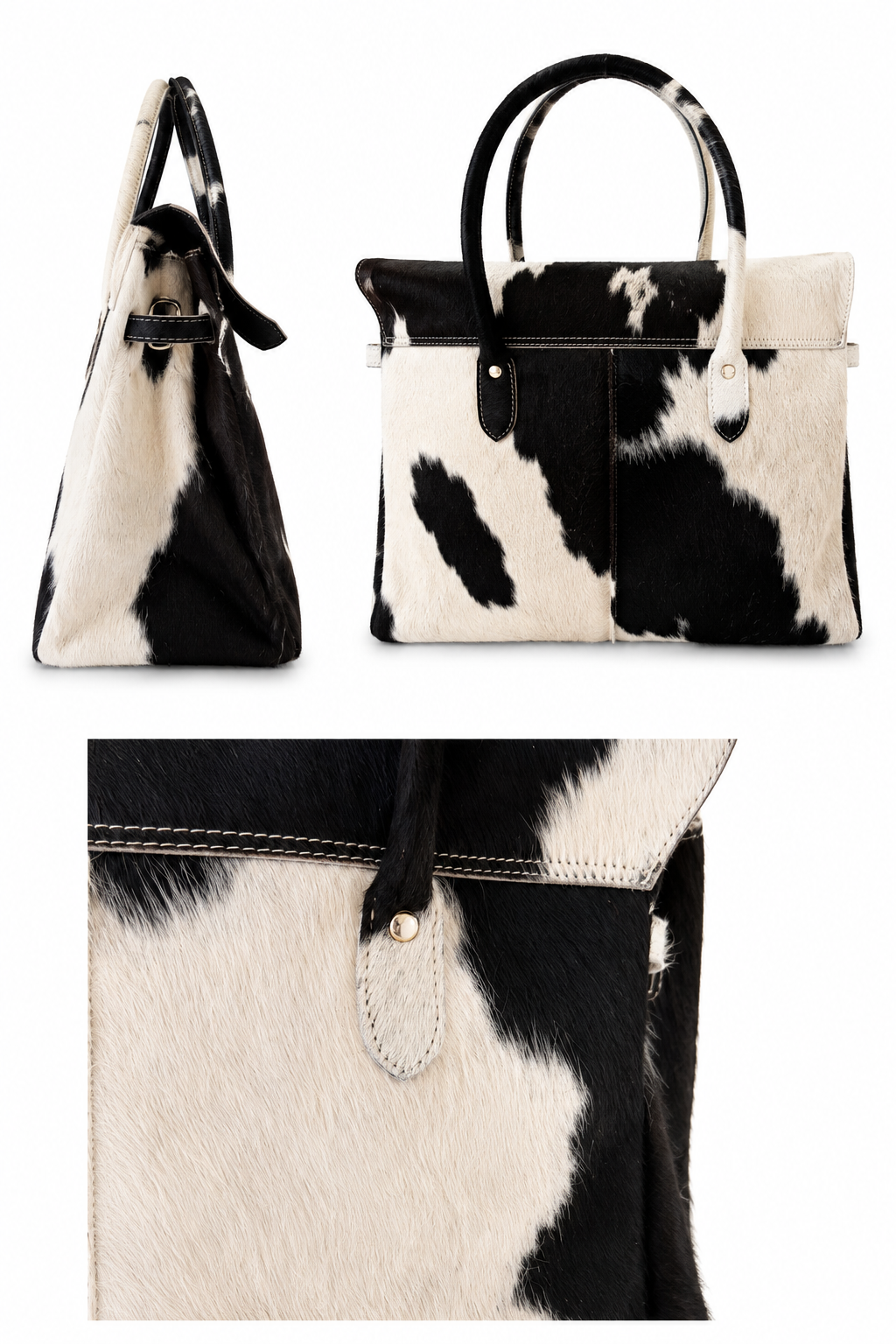 Back view of The Vesper handcrafted natural cowhide handbag