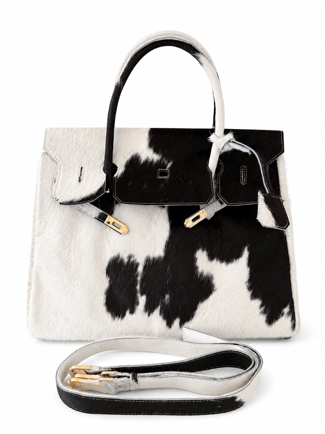 The Bellamy large black and white natural cowhide handbag by Hide & Heir