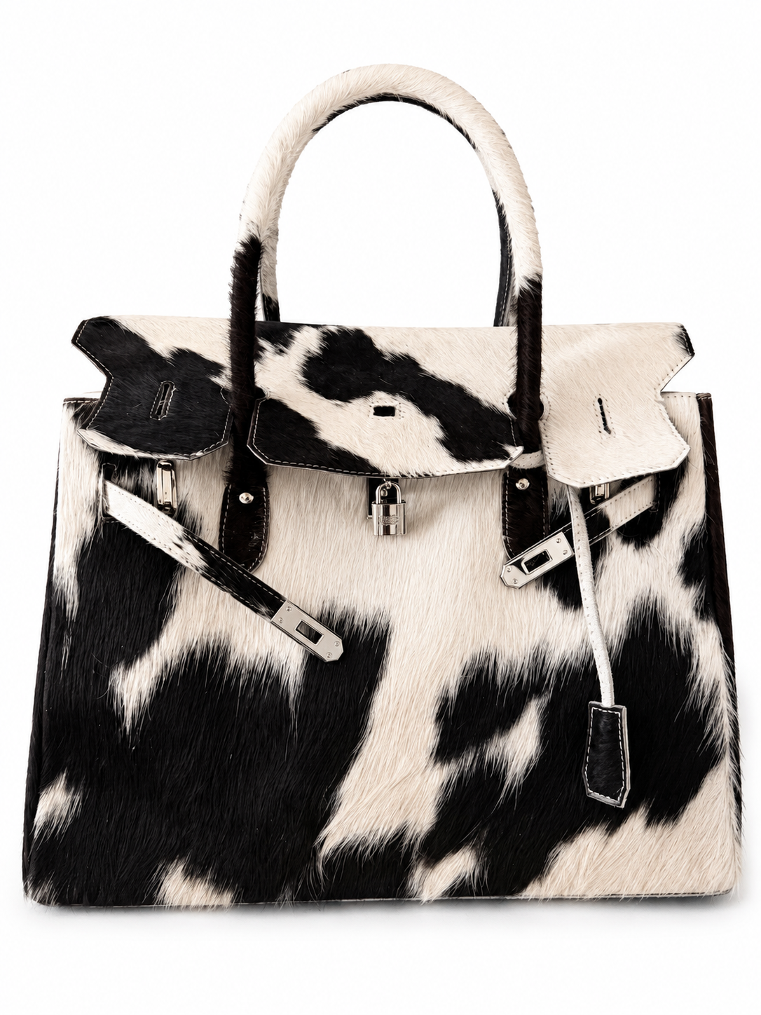 The Vesper large black and white natural cowhide handbag by Hide & Heir
