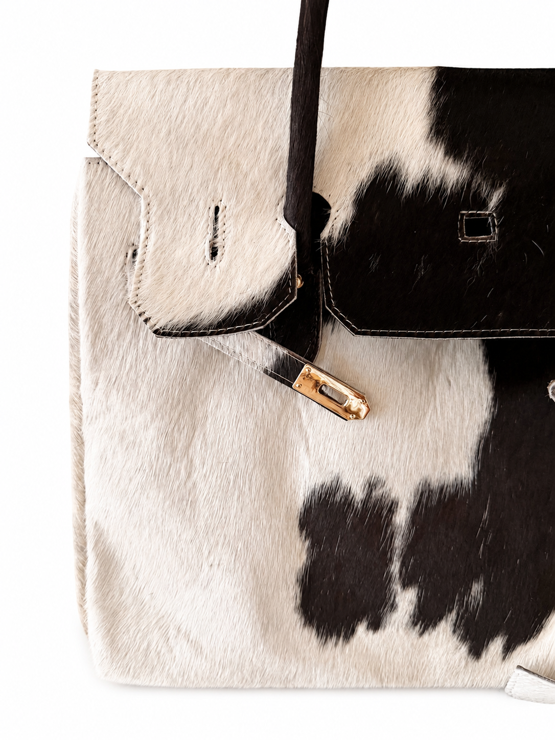 The Bellamy large black and white natural cowhide handbag by Hide & Heir