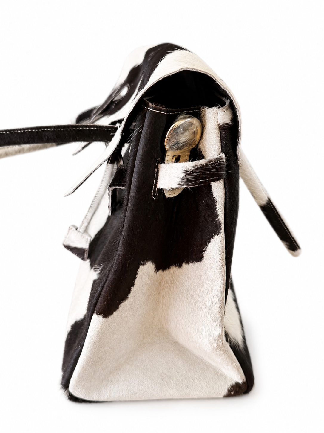 The Bellamy large black and white natural cowhide handbag by Hide & Heir