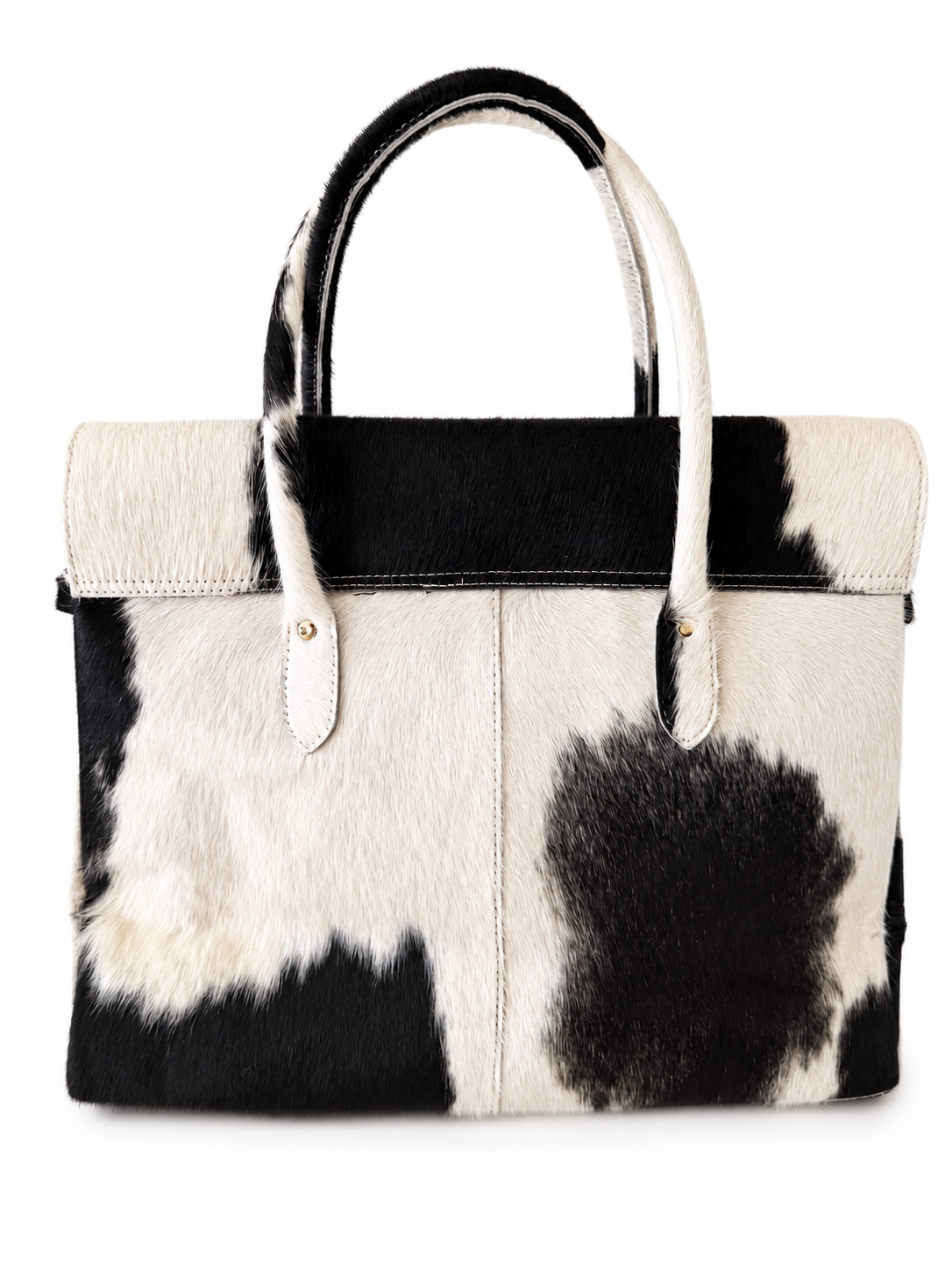 The Bellamy large black and white natural cowhide handbag by Hide & Heir