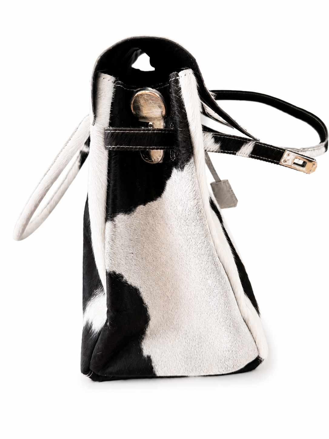 The Bellamy large black and white natural cowhide handbag by Hide & Heir