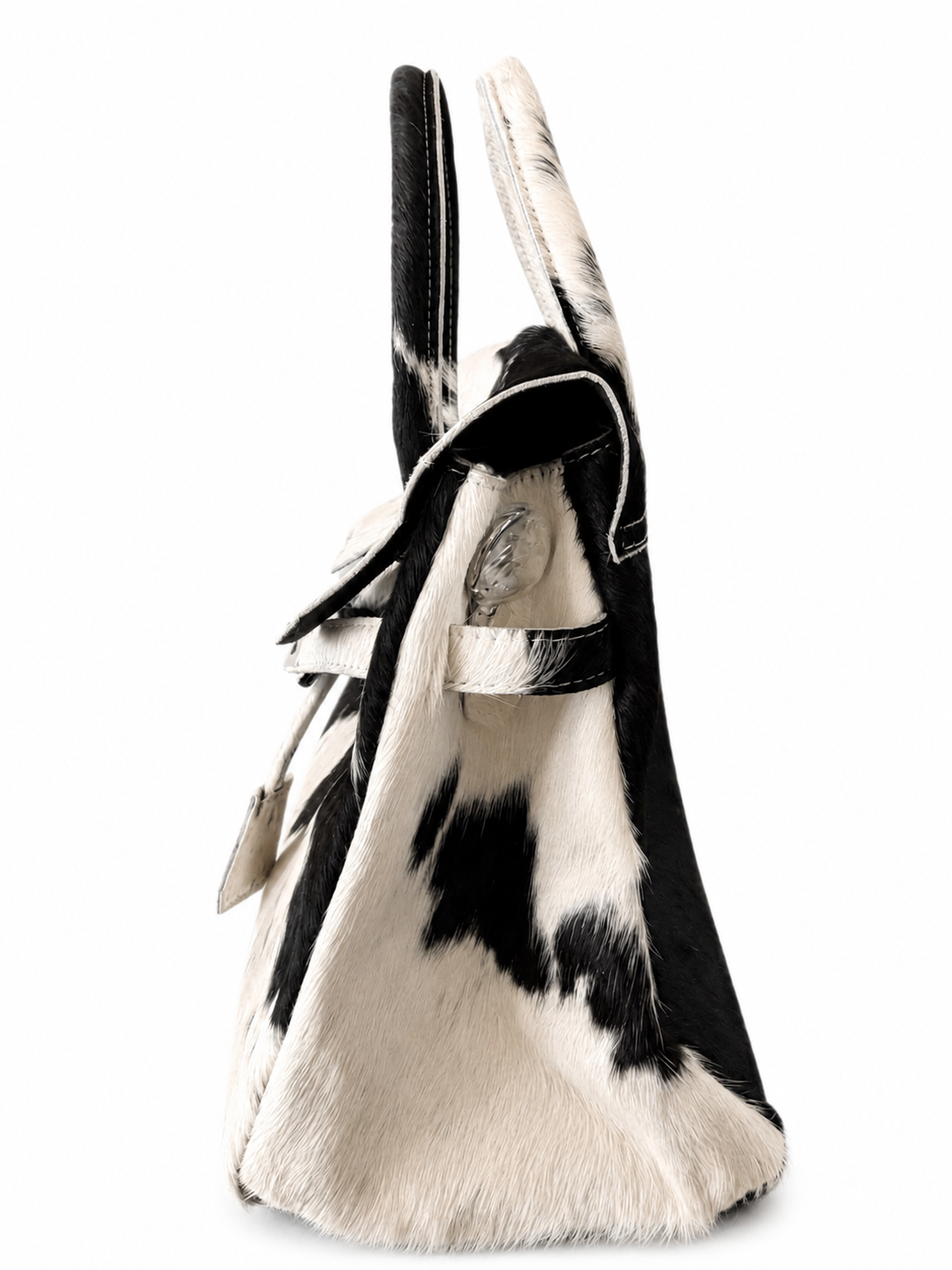 The Seraphine large black and ivory natural cowhide handbag by Hide & Heir
