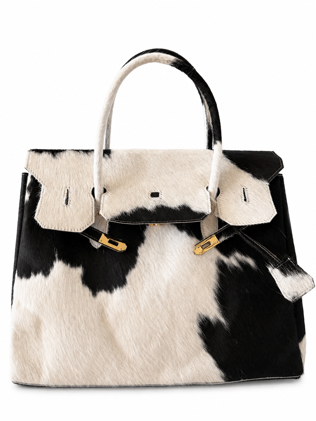 The Valentina large black and ivory genuine cowhide handbag by Hide & Heir