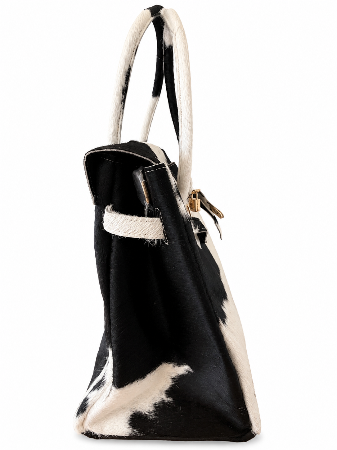 The Valentina large black and ivory genuine cowhide handbag by Hide & Heir