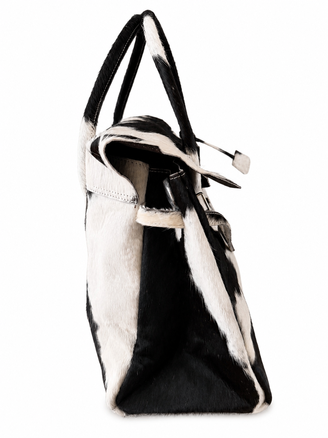 The Octavia large one-of-one chocolate brown and ivory genuine cowhide handbag by Hide & Heir