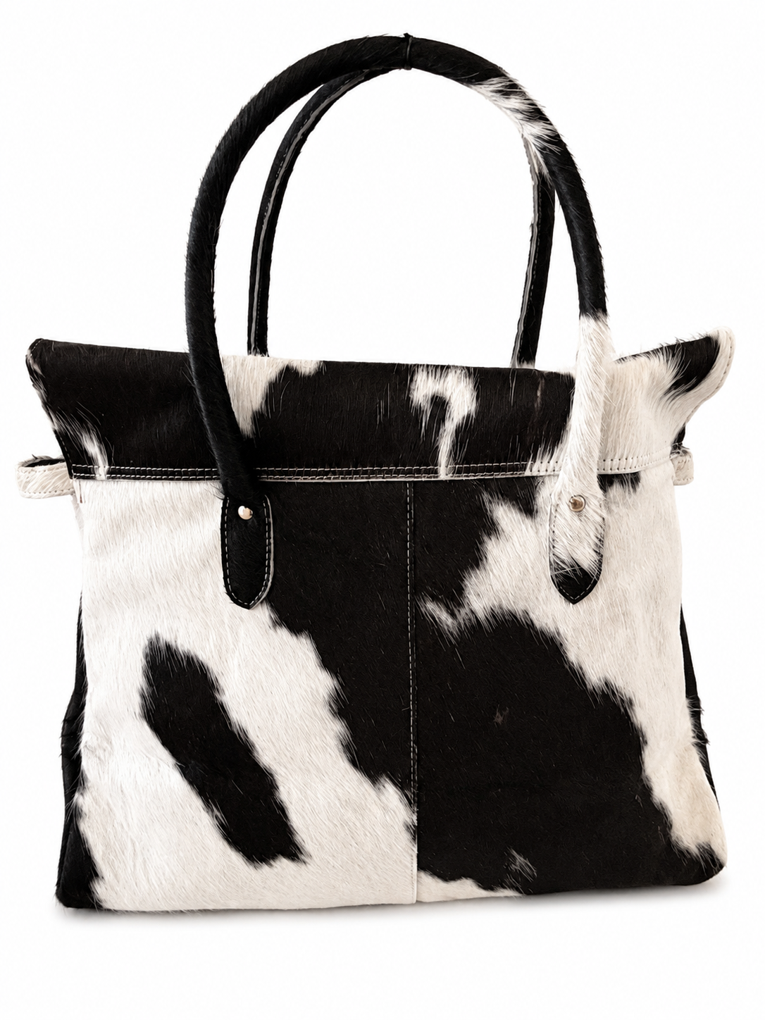 The Octavia large one-of-one chocolate brown and ivory genuine cowhide handbag by Hide & Heir