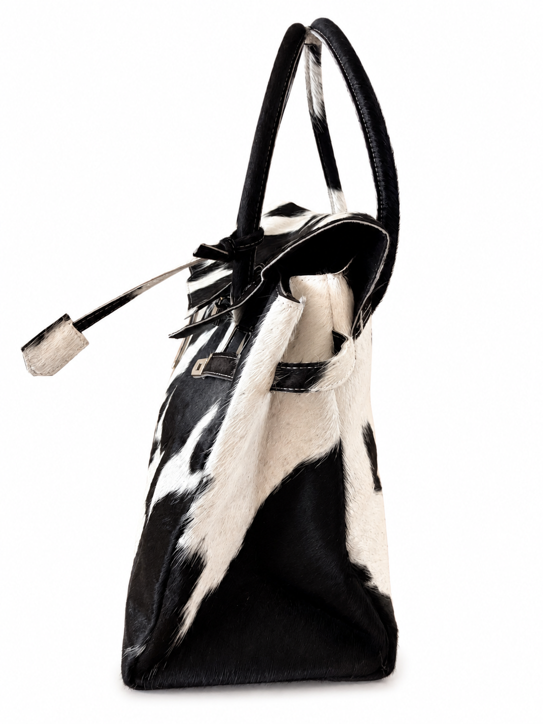 The Octavia large one-of-one chocolate brown and ivory genuine cowhide handbag by Hide & Heir